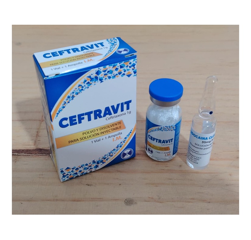 CEFTRAVIT (ceftriaxona 1g) 1VIAL+1AMP I.M - DP