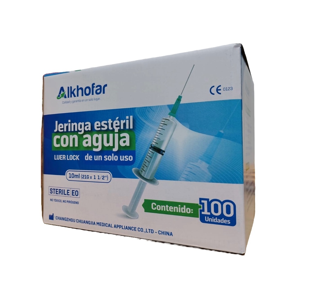 JERINGA 10ML 21G x 1.1/2 x 100UND - ALKHOFAR