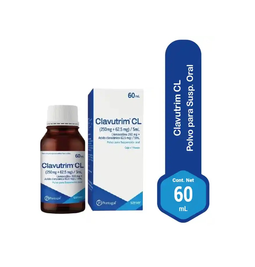 CLAVUTRIM CL 250+62.5MG/5ML x 60ML - PORTUGAL