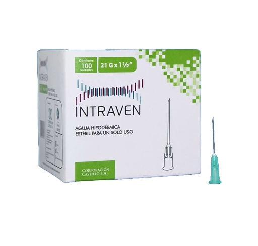 AGUJA DESCART. 21G x 1.1/2" x 100UND - INTRAVEN