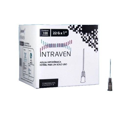 AGUJA DESCART. 22G x 1.1/2" x 100UND - INTRAVEN