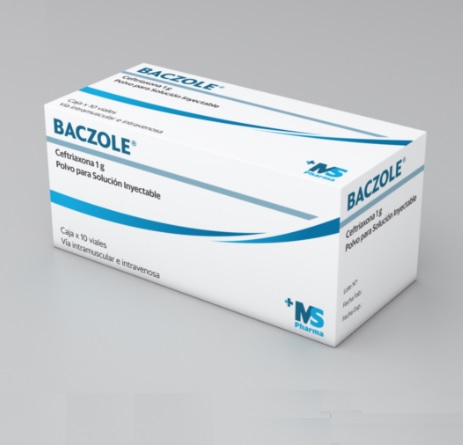 BACZOLE (ceftriaxona 1GR) CJA x 10AMP - MSP