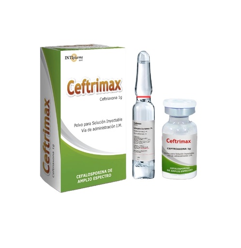 CEFTRIMAX 1G (vial+Disolv) I.M. CJA x 1AMP- INTIPHARMA